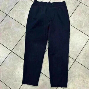 Zara Pleated Elastic Waist Navy Seersucker Pants Size Small